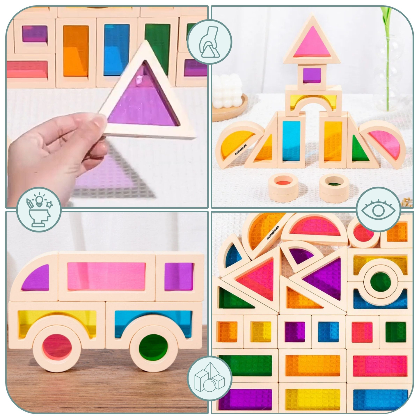 Träklossar med regnbåge - 25 element