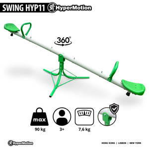 2-i-1 gunga trädgårdsgunga, balansbalk för 2 personer med 360-graders karusellfunktion