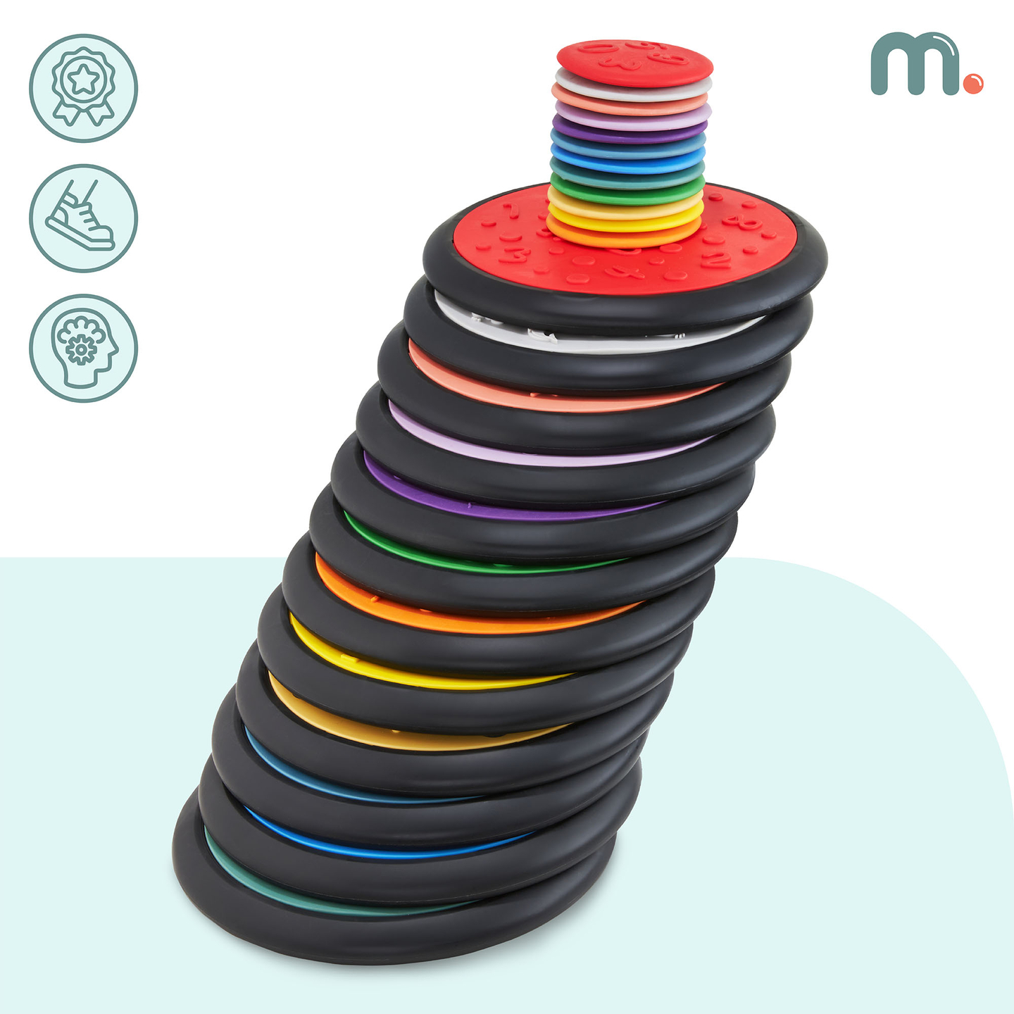 Färgglada sensoriska skivor för barn - 24 stycken