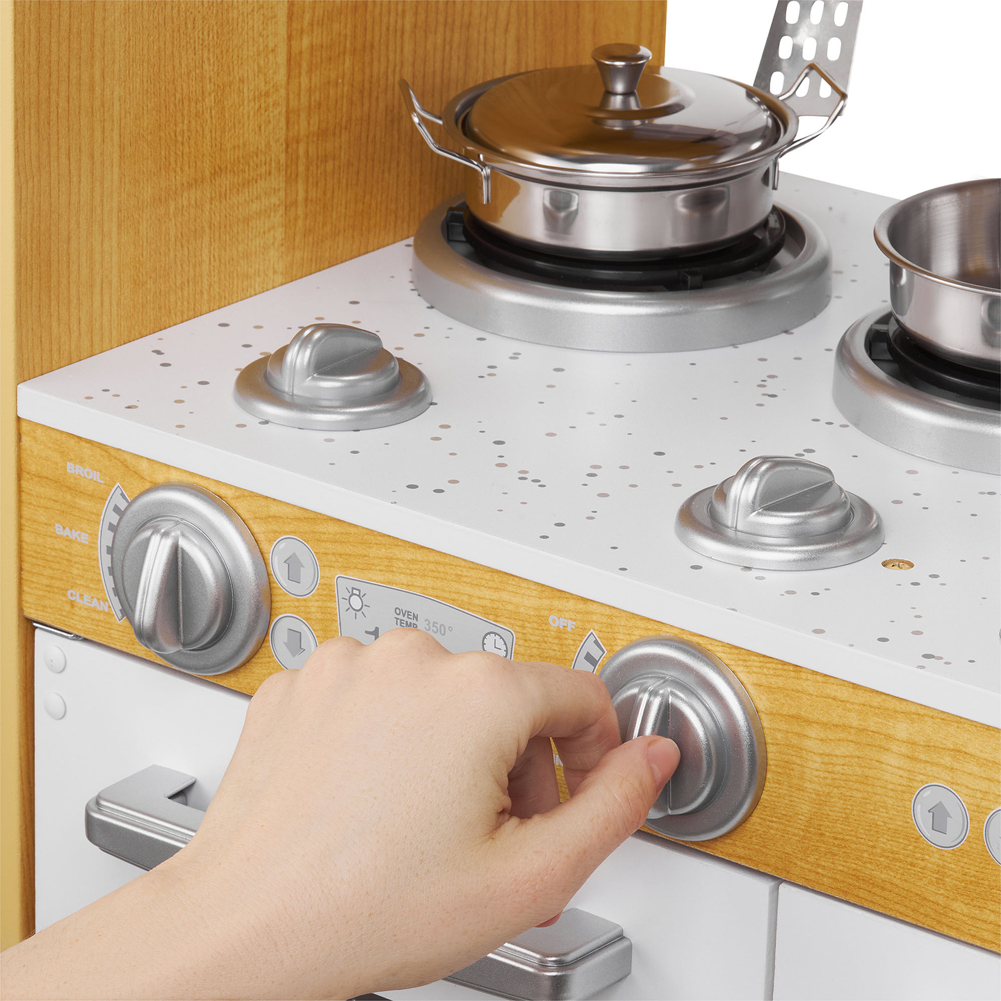 XXL träkök med LED-belysning, förkläde och tillbehör