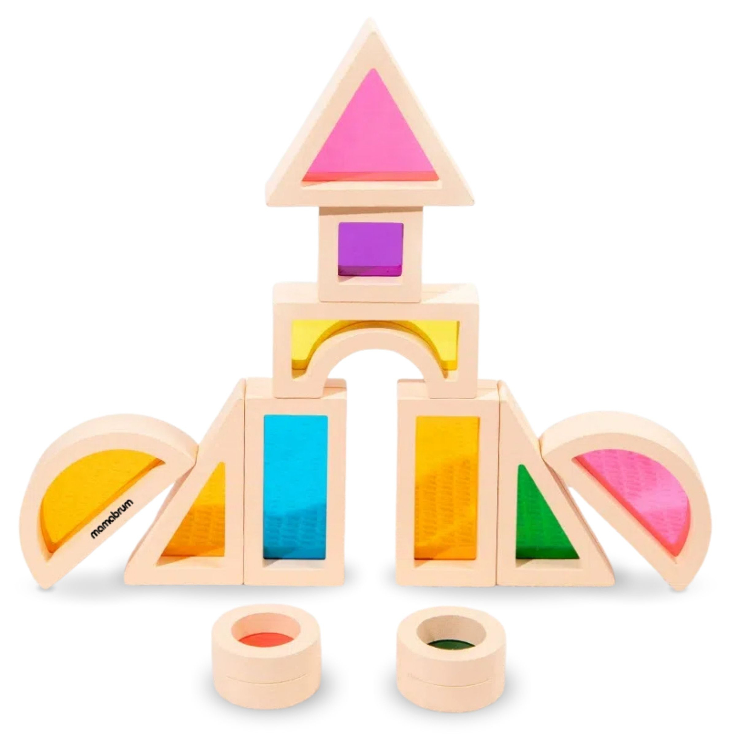 Träklossar med regnbåge - 25 element