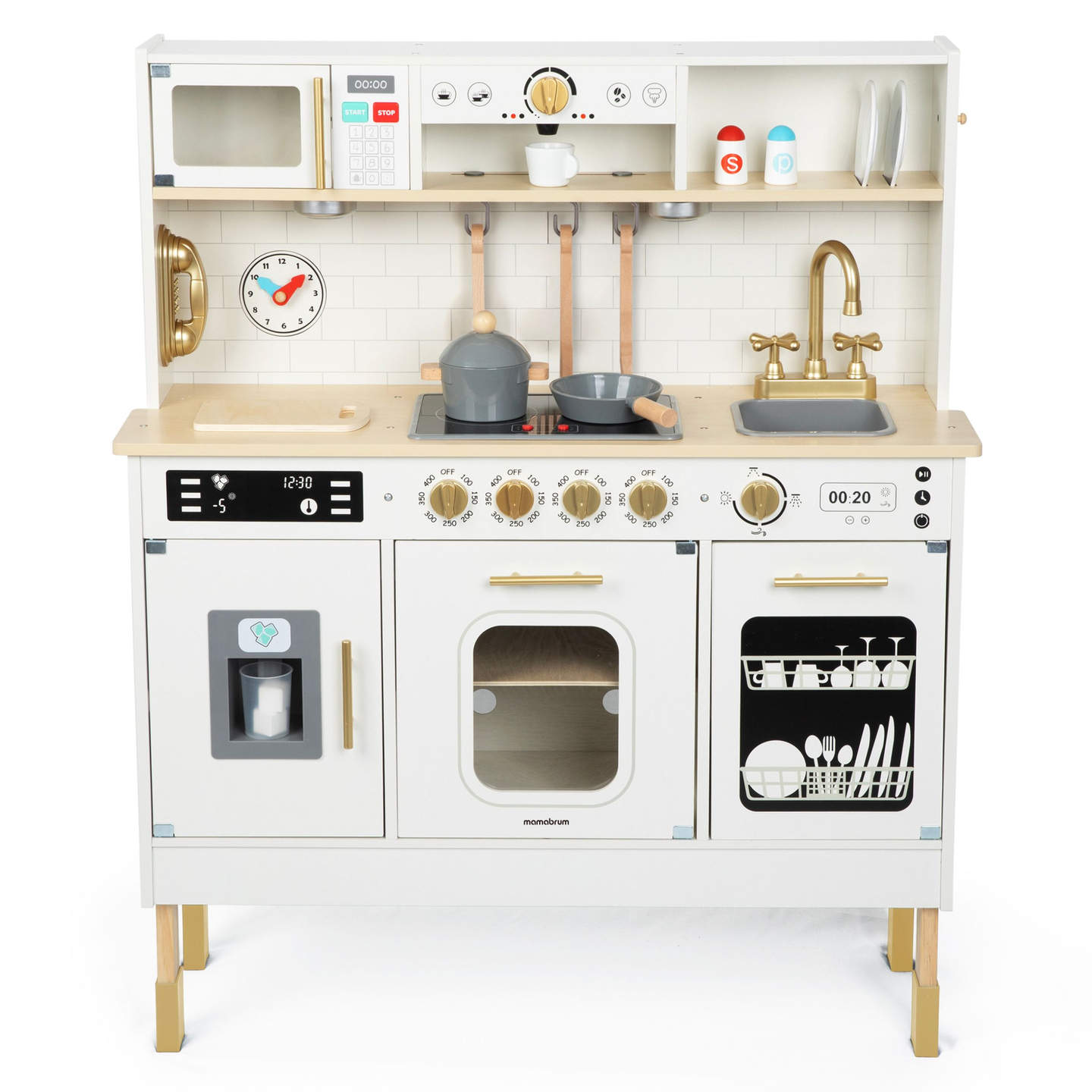 Interaktivt XXL träkök med tillbehör och LED-belysning - tvåplan