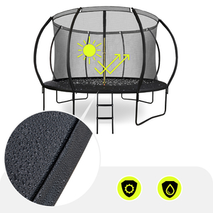 XXL trädgårdstrampolin för barn HyperMotion - 366 cm 12FT - med stege och invändigt nät - för hem och trädgård - max 150 kg
