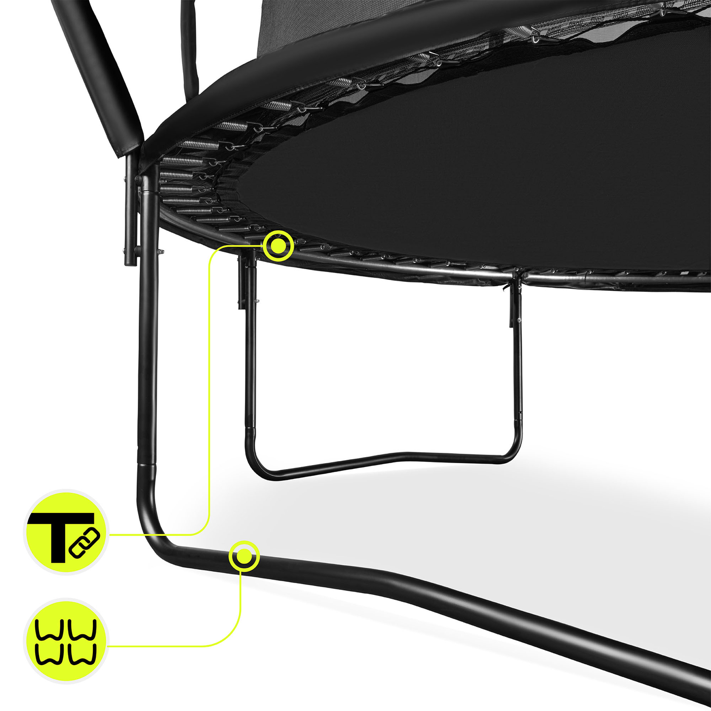 XXL trädgårdstrampolin för barn HyperMotion - 366 cm 12FT - med stege och invändigt nät - för hem och trädgård - max 150 kg