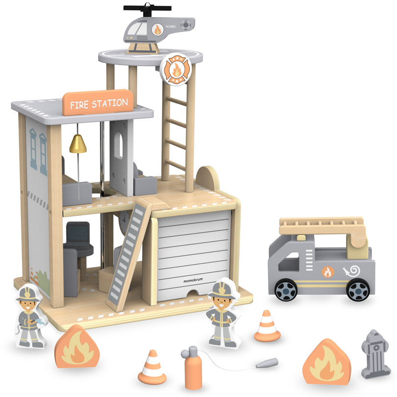 Brandstation i trä med tillbehör, brandkår