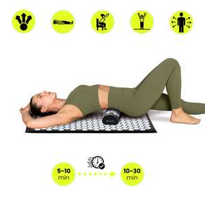 Akupressurmatta med kudde och överdrag - 72 cm HyperMotion svart och vit