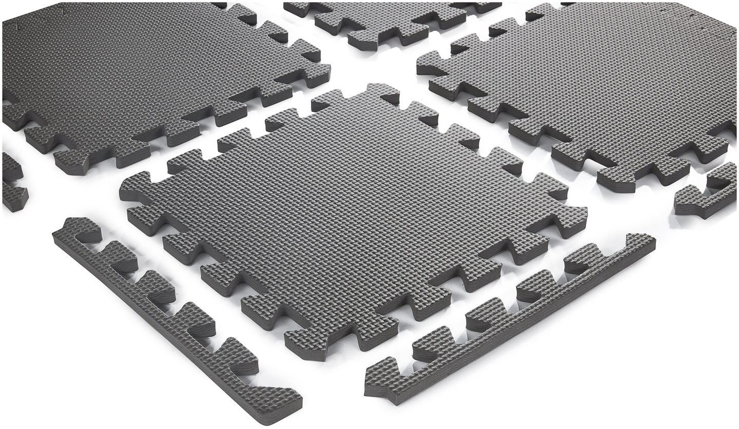 Skumpussel 12 st. - pedagogisk skumgummimatta 120 x 90 x 1.2cm med kant - grå