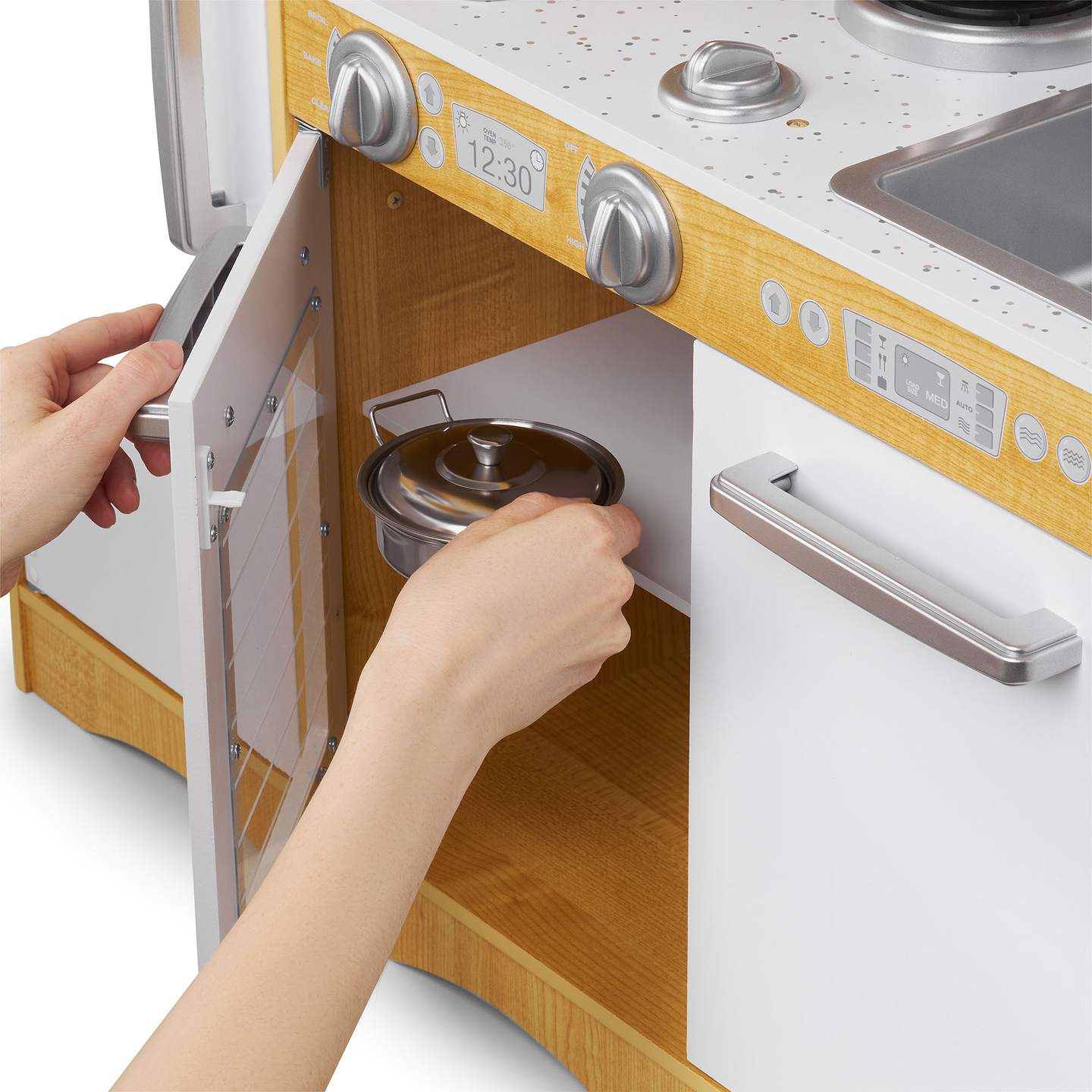 XXL träkök med LED-belysning, förkläde och tillbehör