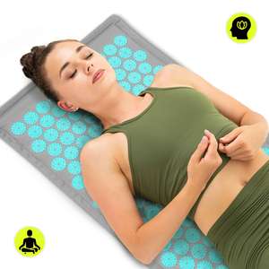 ECO Linne Akupressurmatta med Kokosfiber och Bovetekudde – 68 cm HyperMotion Grå-Mint