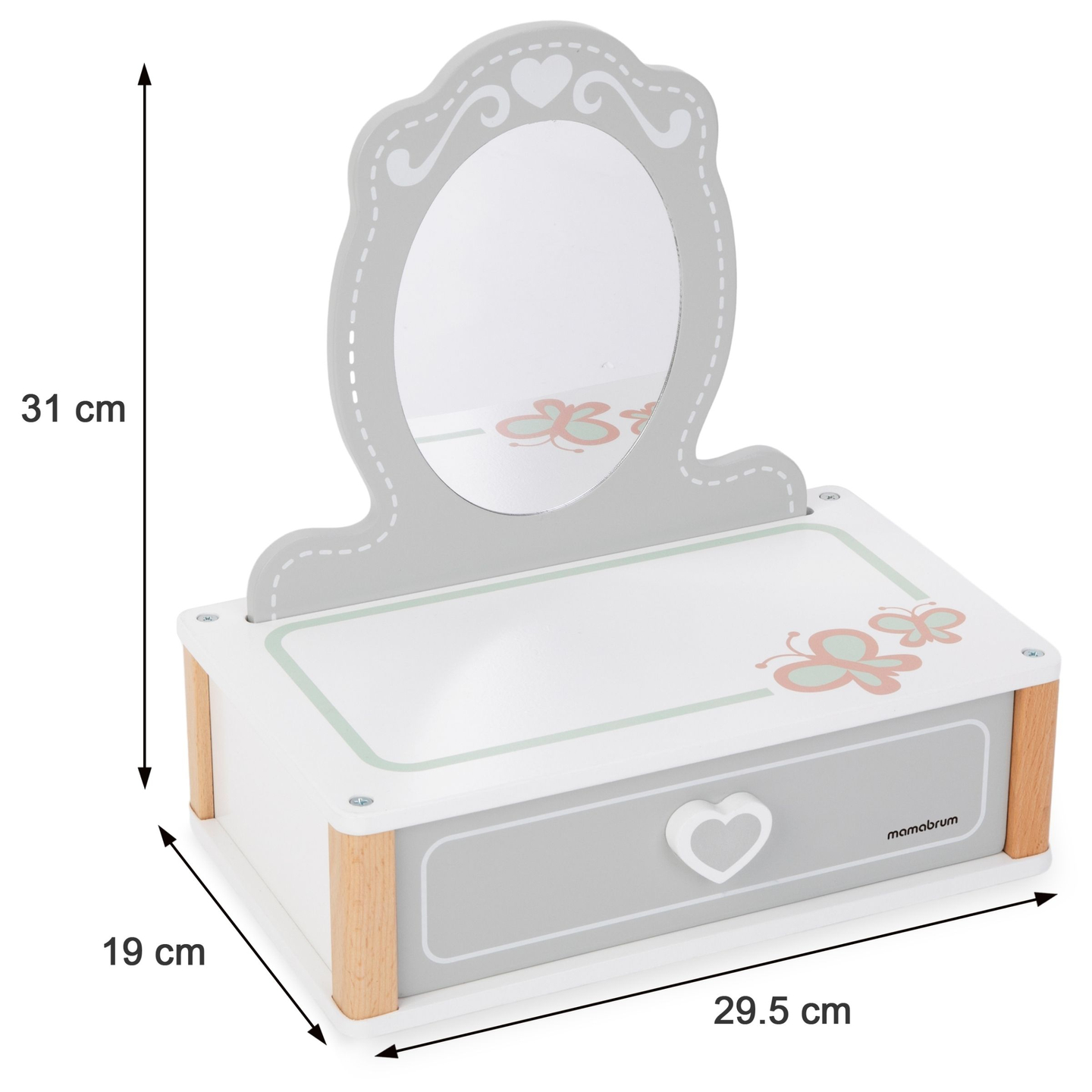 Barnens sminkbord i trä med tillbehör