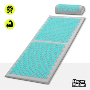 Stor akupressurmatta med kudde och överdrag - 130 cm HyperMotion grå-mint