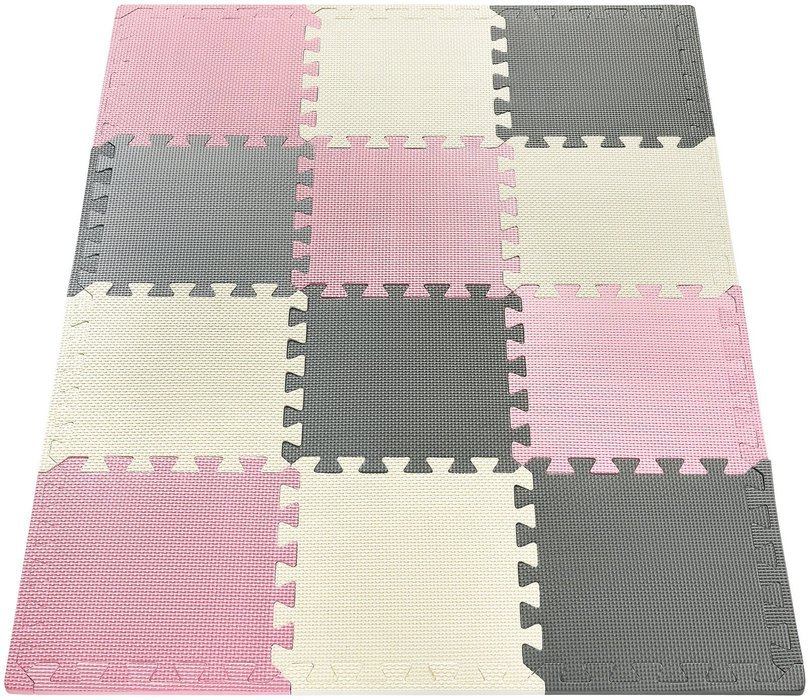 Skumpussel 12 st. - pedagogisk skumgummimatta 120 x 90 x 1.2cm med kant - rosa