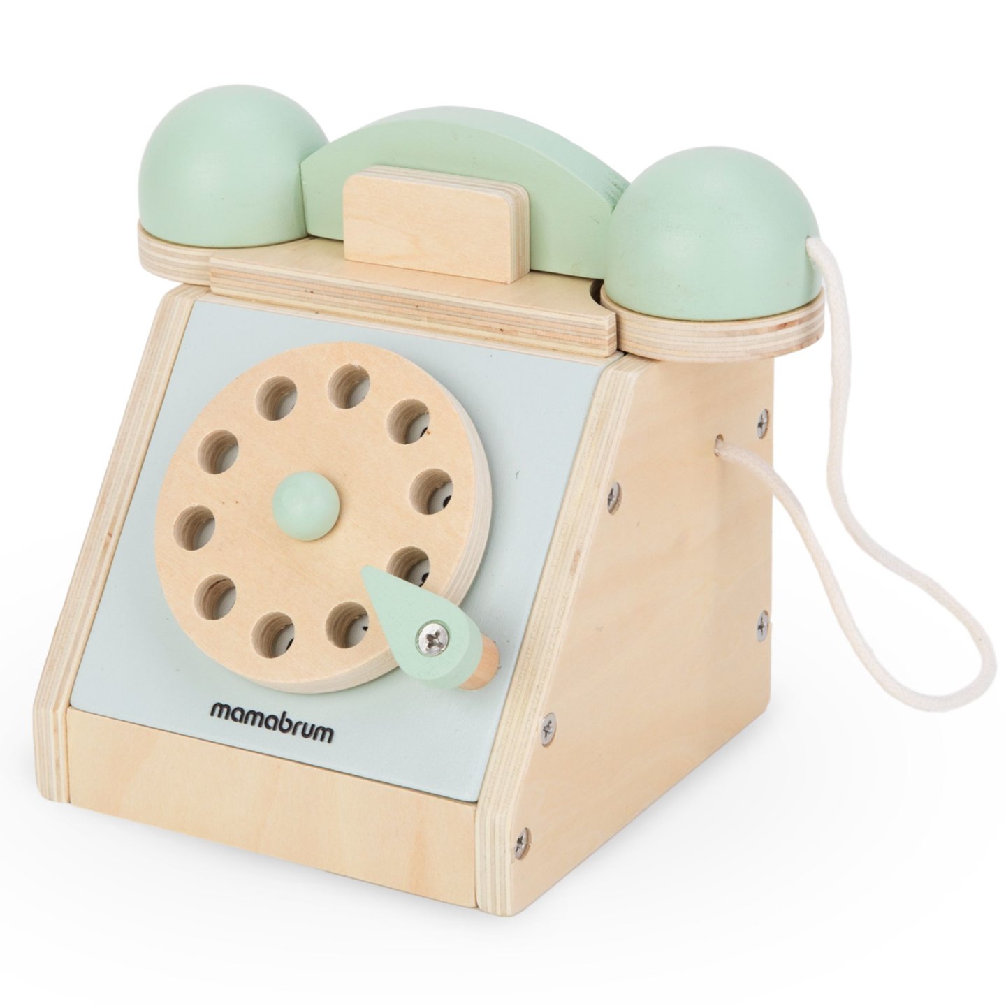 Retro telefon i trä - mint