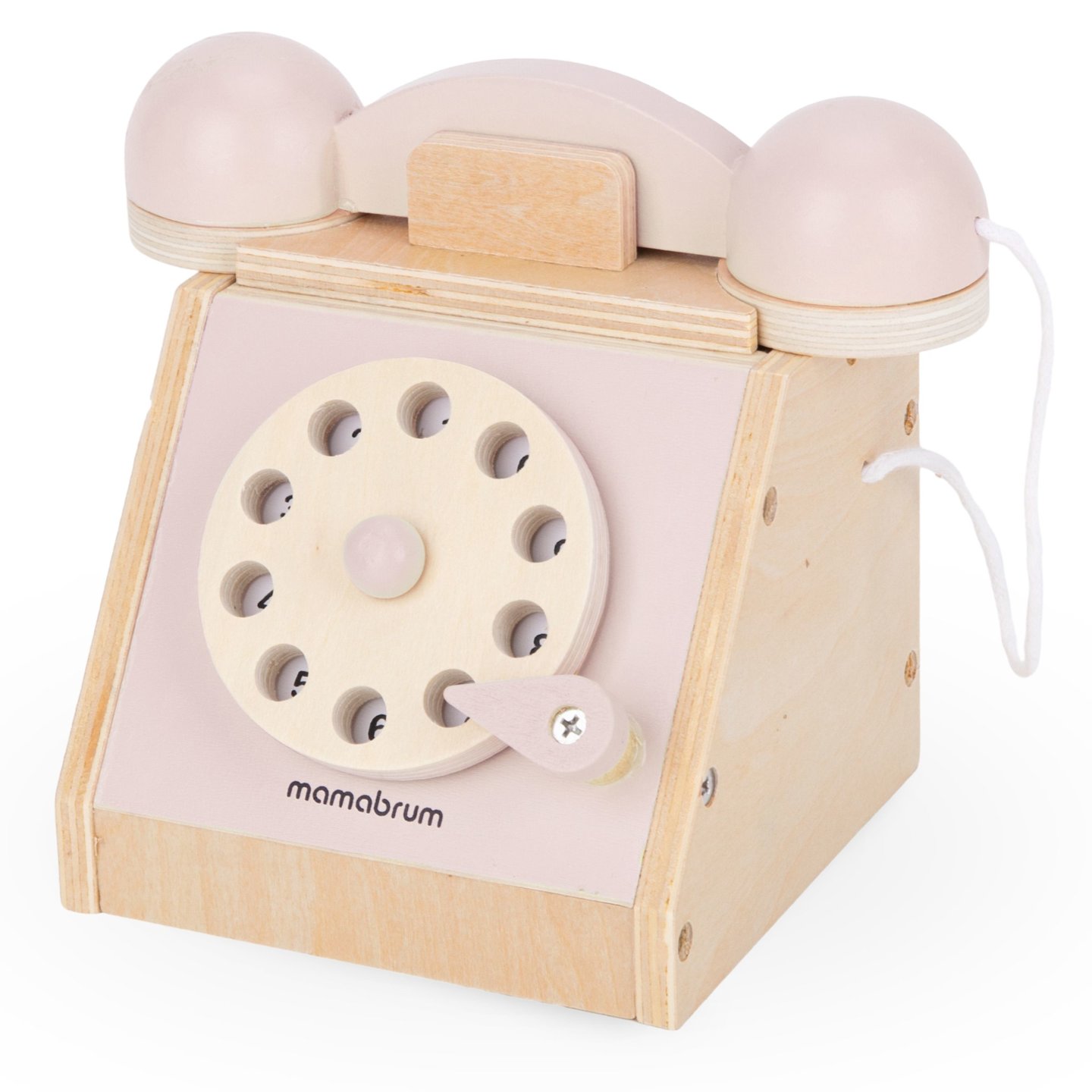 Retro telefon i trä - pastellrosa